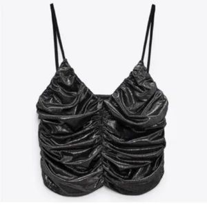 NWTs. Zara Shinny Crop Black Top